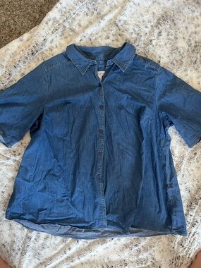 Women’s Blue Denim Button-Up Shirt
